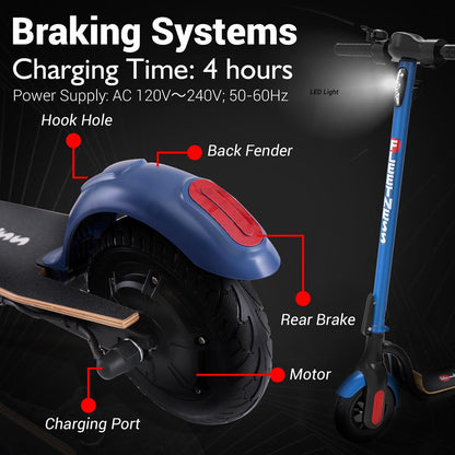 Folding Electric Scooter 15.5mph 15mi Range LED Display Aluminum