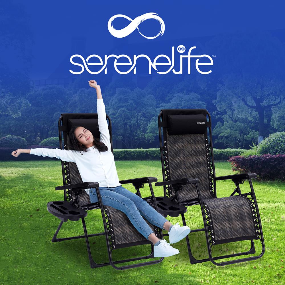 product image number 8 for SereneLife Rattan Zero Gravity Lawn Chair