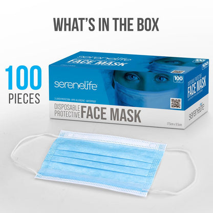 1000pcs 3-Ply Disposable Face Masks, Breathable Non-Woven, Blue