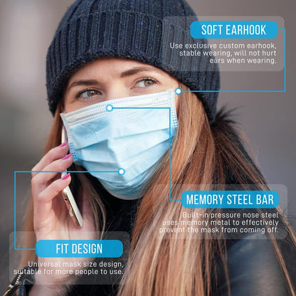 product image number 2 for SereneLife Three Layer Disposable Face Masks