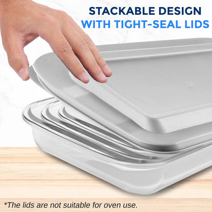 8-Piece Glass Baking Dish Set - Oven Safe, Borosilicate, White