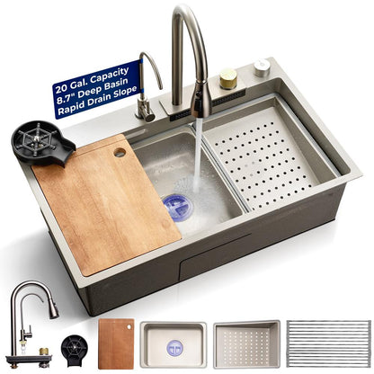 Stainless Steel Kitchen Sink, Durable & Corrosion-Resistant, Gun Gray