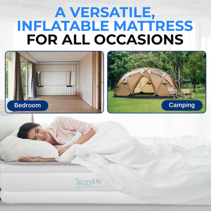 Full Air Mattress, Strong Support, Built-In Pump, 18" Raised Design