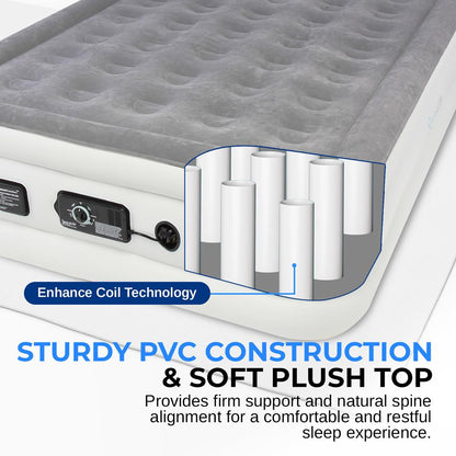 Full Air Mattress, Strong Support, Built-In Pump, 18" Raised Design
