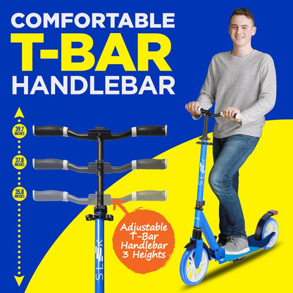 Kick Scooter for Adults - Smooth Ride Alloy Deck - Blue