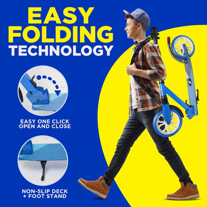 Kick Scooter for Adults - Smooth Ride Alloy Deck - Blue