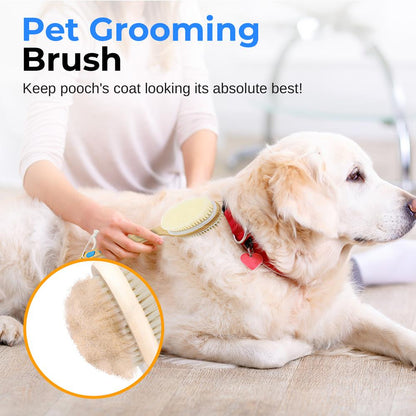 Double-Sided Pet Brush, Skin-Friendly, Wooden Handle, Massage Particles