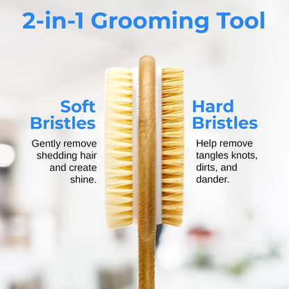 Double-Sided Pet Brush, Skin-Friendly, Wooden Handle, Massage Particles