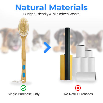 Double-Sided Pet Brush, Skin-Friendly, Wooden Handle, Massage Particles