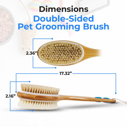 Double-Sided Pet Brush, Skin-Friendly, Wooden Handle, Massage Particles