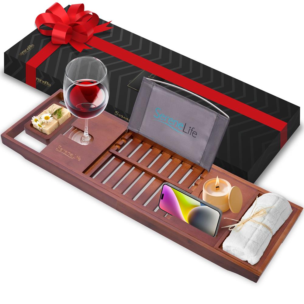 product image number 1 for SereneLife Bamboo Bathtub Caddy