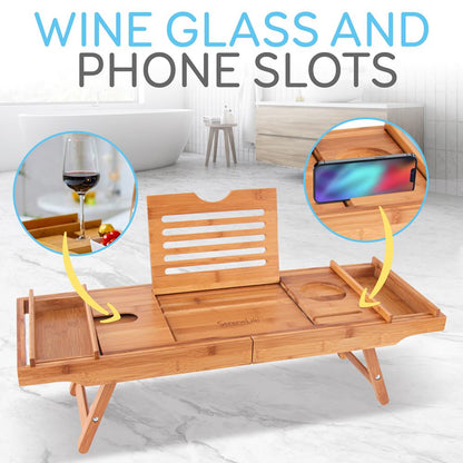 product image number 6 for SereneLife Bamboo Bathtub Caddy