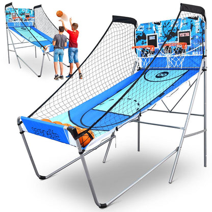 Arcade Basketball Game Indoor/Outdoor Dual Hoop LED Scoreboard Foldable