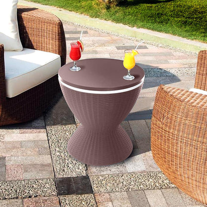 Outdoor Cool Bar Table, Keeps Drinks Cold 12 Hrs, Rattan Style, Grey