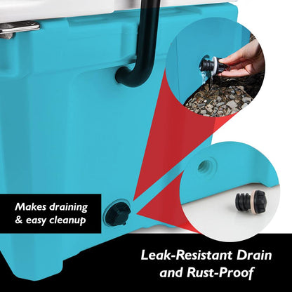 25 Qt Cooler Box, 5-Day Ice Retention, Heavy-Duty Insulation, Blue