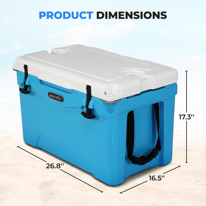 50 Qt Cooler Box, 5-Day Ice Retention, Heavy-Duty Insulation, Blue