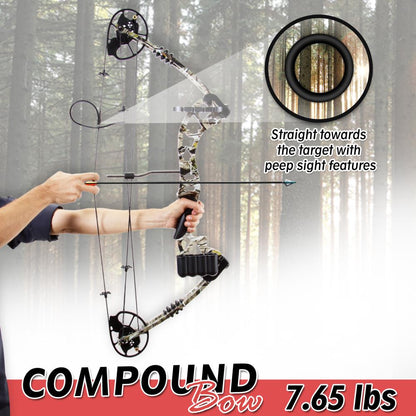 Compound Bow 320 FPS Max Speed Adjustable Draw Weight 30-70 lbs