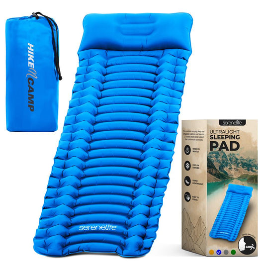 Sleeping Pad for Camping - Quick-Inflate, Tear-Resistant, Blue