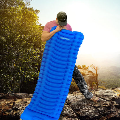 Sleeping Pad for Camping - Quick-Inflate, Tear-Resistant, Blue