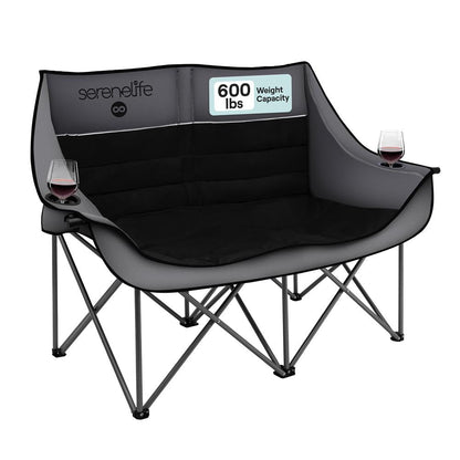 Double Camping Loveseat Chair, Waterproof, 600D Canvas, Portable, 500 lbs Capacity