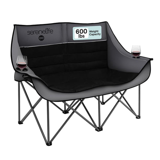 Double Camping Loveseat Chair, Waterproof, 600D Canvas, Portable, 500 lbs Capacity