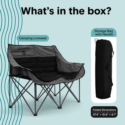 Double Camping Loveseat Chair, Waterproof, 600D Canvas, Portable, 500 lbs Capacity