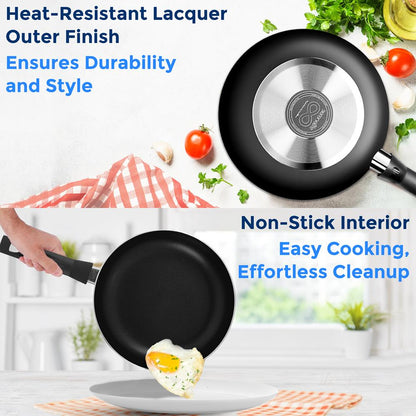 11-Piece Non-Stick Cookware Set, Even Heat, Black Coating