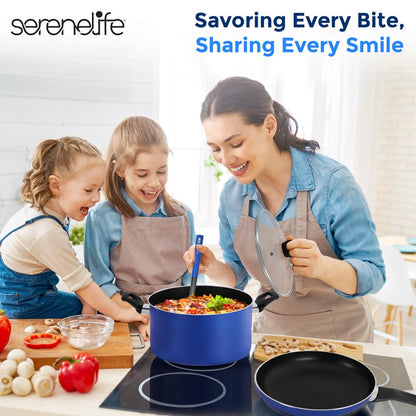 15-Pc Cookware Set - Even Heat Non-Stick Coating - Blue