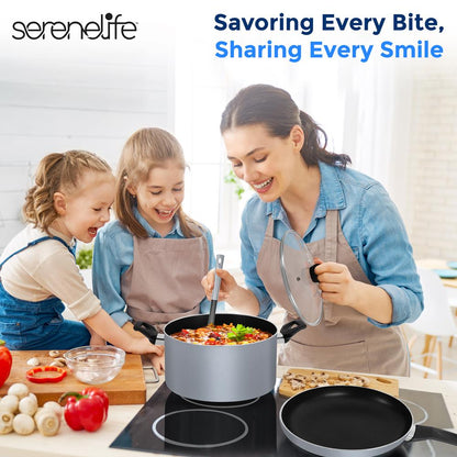 15-Piece Non-Stick Cookware Set, Even Heat, Gray