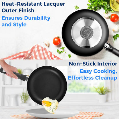 20-Piece Non-Stick Cookware Set, Even Heat, Black Coating