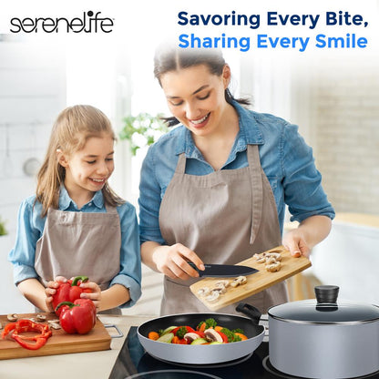 20-Piece Non-Stick Cookware Set, Even Heat, Gray