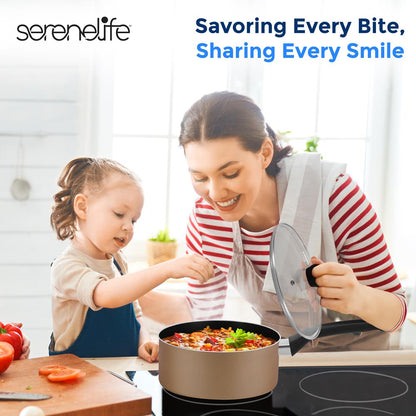 6-Piece Nonstick Cookware Set - Even Heat, Durable Coating, Gold