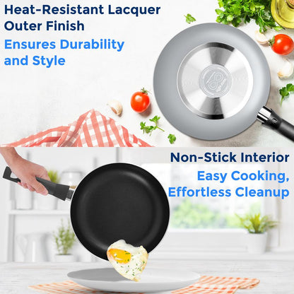 6-Piece Nonstick Cookware Set - Even Heat, Durable Coating, Gray