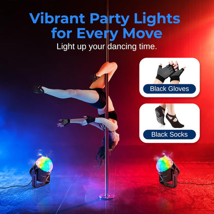 Spinning Dance Pole with Lights, Durable Steel, Adjustable Height