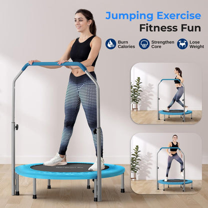 40" Foldable Trampoline, Weight Loss, Adjustable Handle, Sky Blue