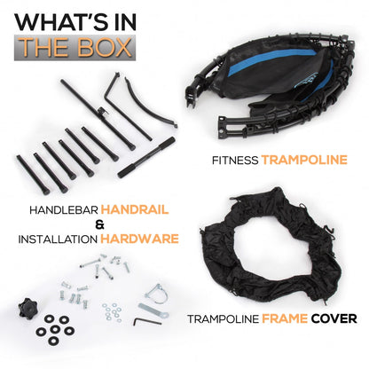 Foldable Mini Trampoline, Aerobic Fitness, Adjustable Handrail, 264 lbs Capacity