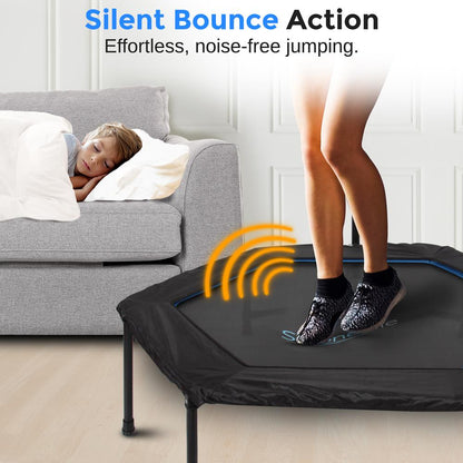 48" Foldable Fitness Trampoline, Adjustable Handrail, 264 lbs Capacity