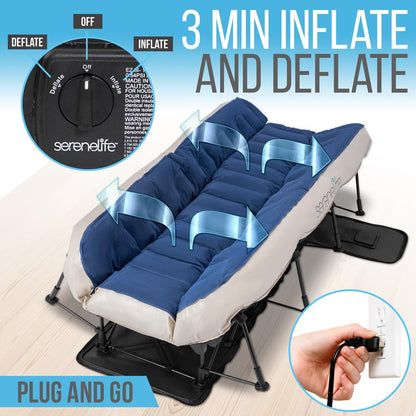 Twin Air Mattress with Frame, Self-Inflating, Plush Flocking, 20" Raised