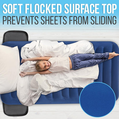 Twin Air Mattress with Frame, Self-Inflating, Plush Flocking, 20" Raised
