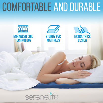 Twin Air Mattress with Frame, Self-Inflating, Plush Flocking, 20" Raised