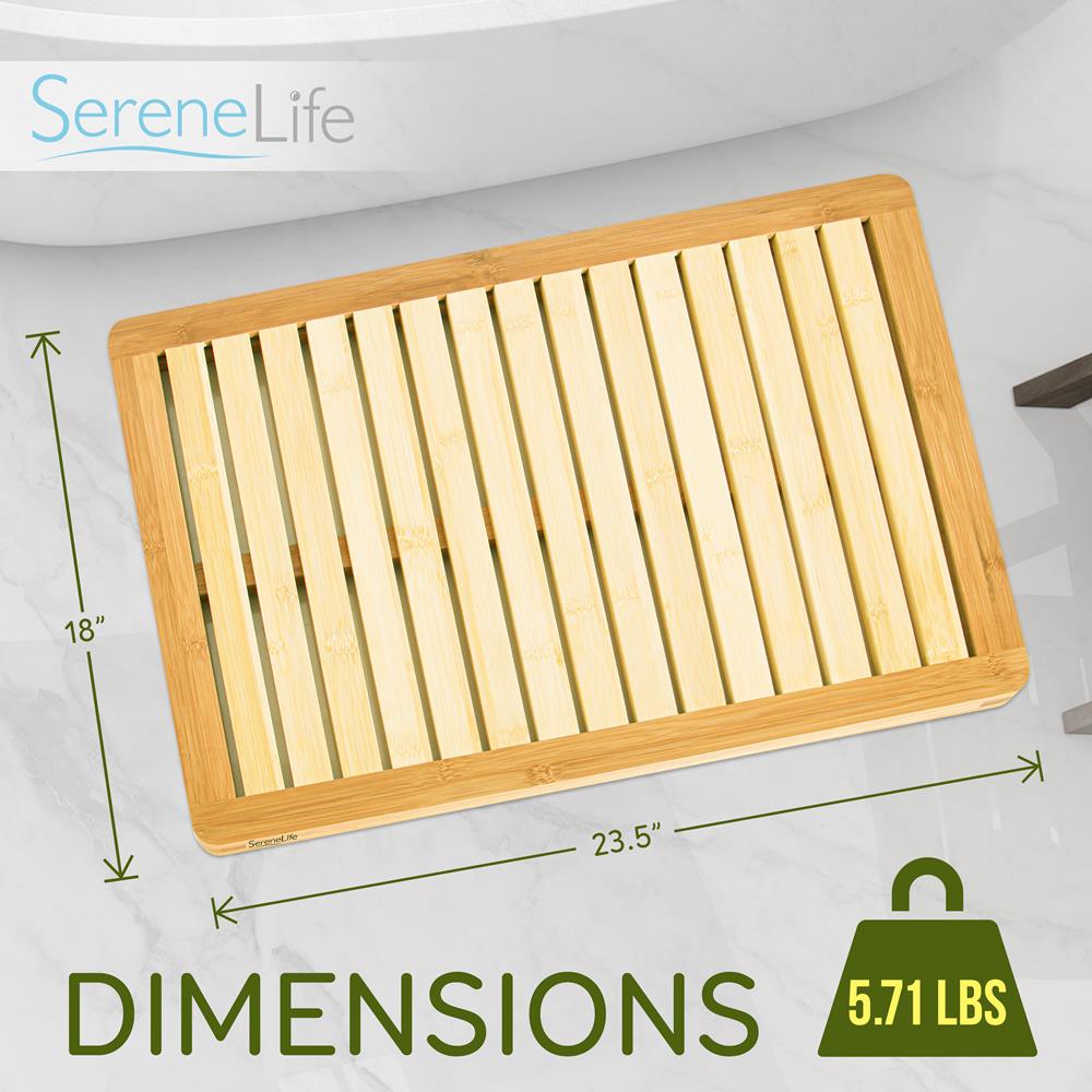 product image number 2 for SereneLife Natural Bamboo Shower Mat
