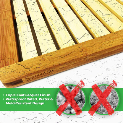 product image number 8 for SereneLife Natural Bamboo Shower Mat