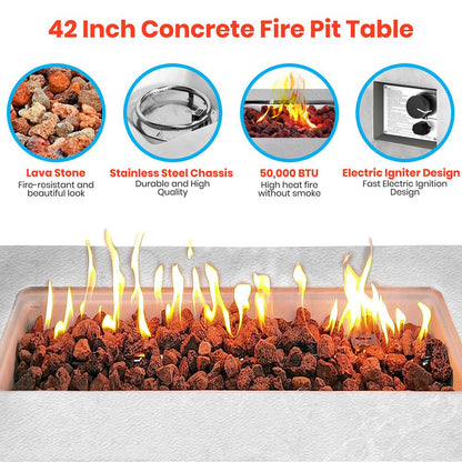 Fire Pit Table 50,000 BTU Stainless Steel Burner Weather Resistant