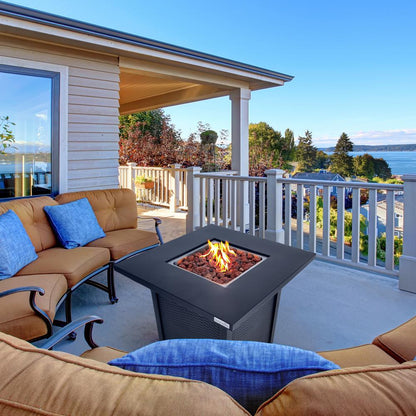 Outdoor Propane Fire Pit Table 40,000 BTU Steel Top Weather-Resistant