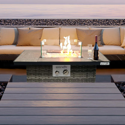 Propane Fire Pit Table 50,000 BTU Wicker Base Stainless Steel Burner