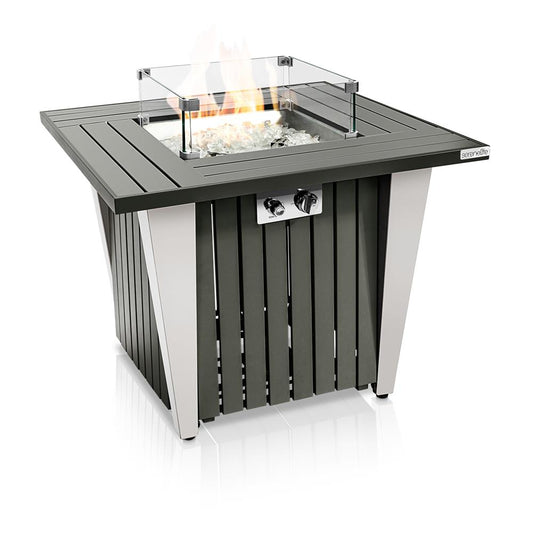 Propane Fire Pit Table 50,000 BTU Stainless Steel Pan & Legs, Weather Cover