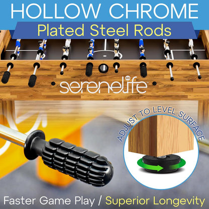 Foosball Table 48" Adjustable Height MDF Natural Finish 2 Balls Included