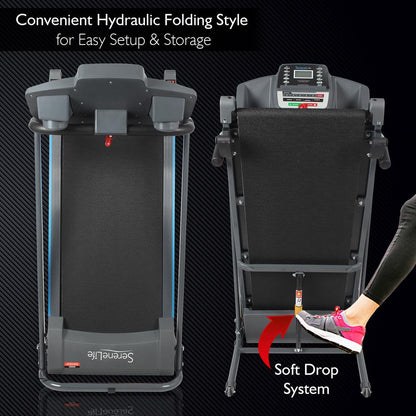 Electric Folding Treadmill, Bluetooth Sync, Manual Incline, Compact Design