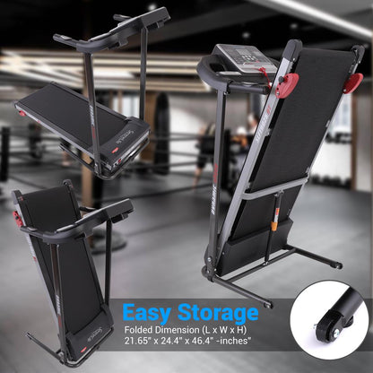Folding Treadmill for Home Fitness, 6 MPH, 1HP Motor, 12 Programs, Bluetooth