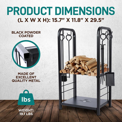 Firewood Rack 220 lbs Capacity Sturdy Metal Indoor/Outdoor